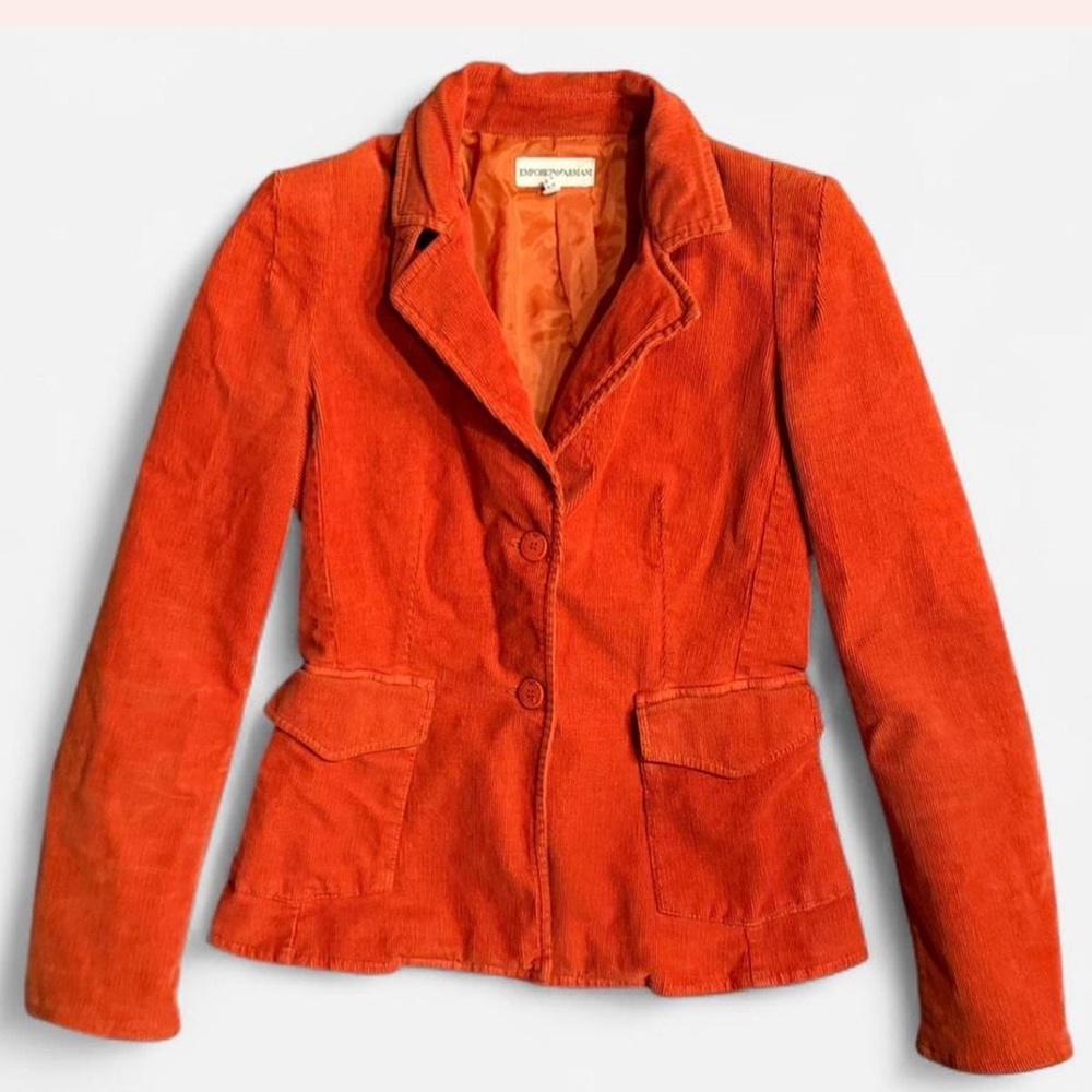 100% authentic vintage Emporio Armani orange corduroy blazer
